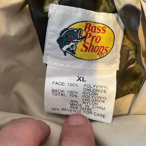 Bass Pro Vinyl Camo Hunting Pants XL Elastic Waist Mossy Oak Break Up - Picture 4 of 4